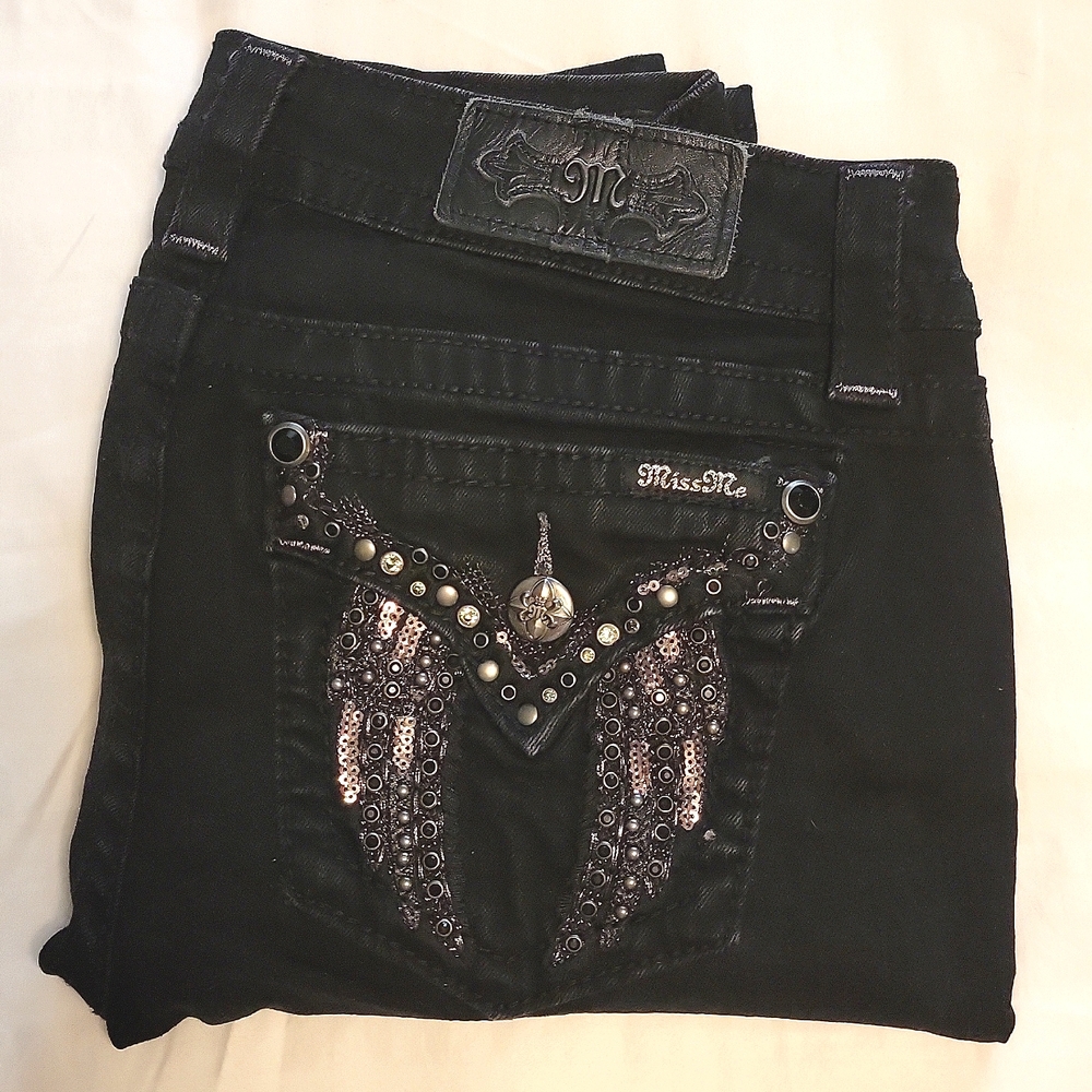 Miss Me Women's Black Embellished Back Pocket Jeans